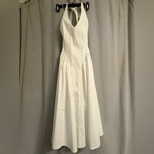 Fashion Nova White Pleated Halter Sundress